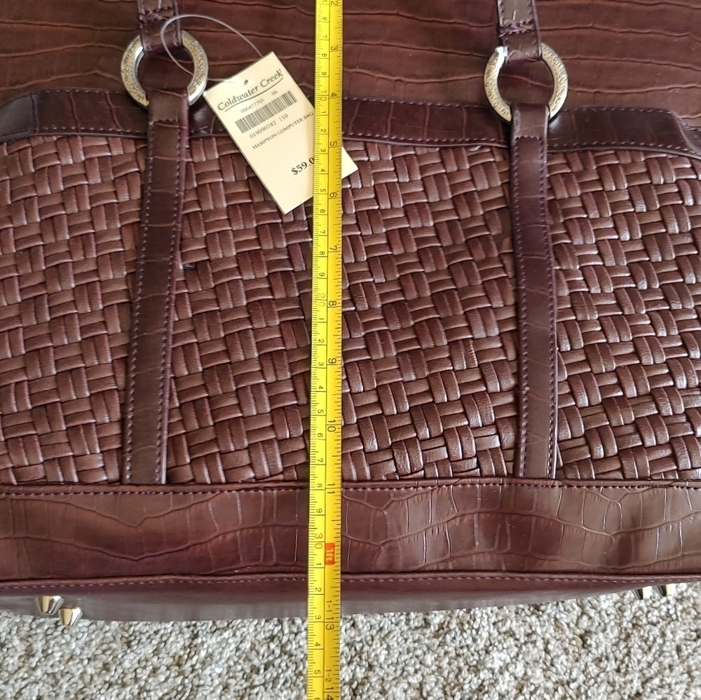 Coldwater Creek Brown Faux Leather Computer Laptop Briefcase Bag NWT! - Picture 6 of 16